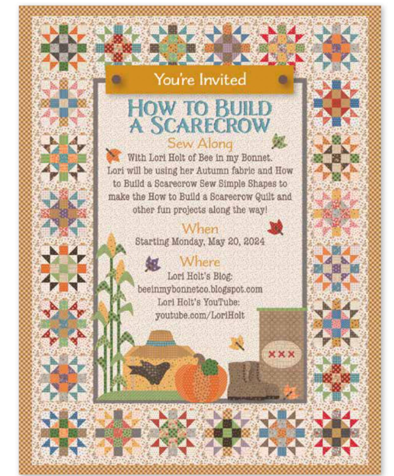 How To Build A Scarecrow Quilt Kit by Lori Holt Strawberry Quiltcake