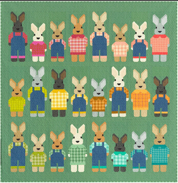 Precut Traditional offers pieced Quilt KIT ~ Bunny Rabbits in aqua pink and coral ~ Last kit