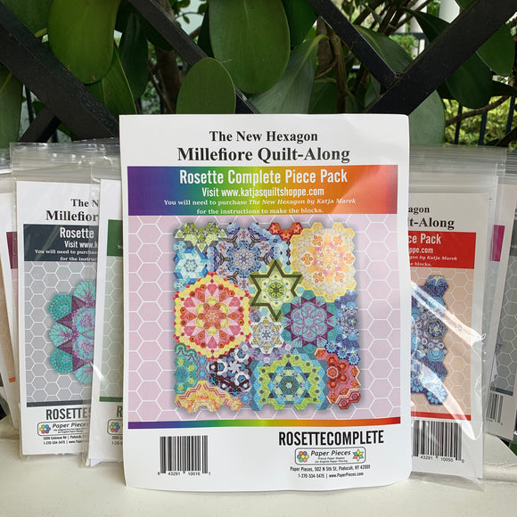 The New Hexagon Millefiore Quilt Along Rosette Complete Paper Piece Pack by Katja Marek